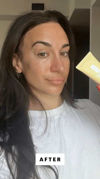 Wohlner after applying the Dramatically Different Moisturizing Lotion Broad Spectrum SPF 35